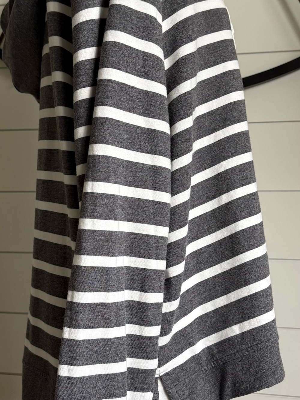 CAbi Nautical Inspired Gray & White Striped Hoodie - Soft French Terry Knit (L) - Picture 10 of 14